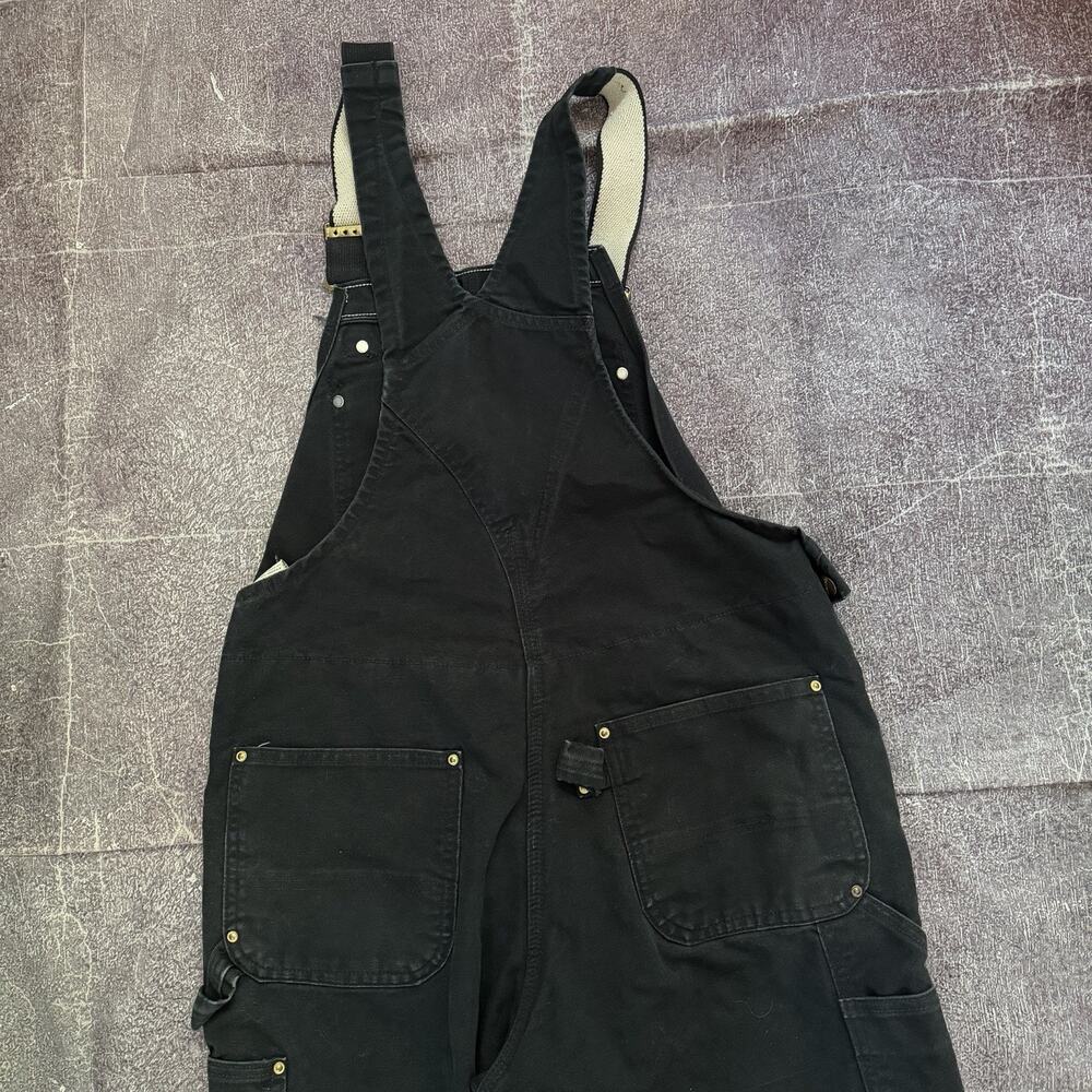 Men's Vintage Carhartt USA Black Double Knee Front Duck Bib Overalls Sz 36 X 28 - Picture 6 of 6